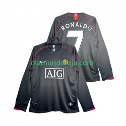 Camisola Manchester United Critstiano Ronaldo 7 2007 Retro Homem Equipamento Segundo 2008 Manga Comprida